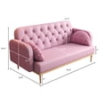 thumbnail image 5 of 56.6" Faux Leather Loveseat Sofa, Upholstered Modern 2-seat Sofa Couch with 2 Dumpling-shaped Throw Tulip Pillows, Small Love Seat Sofa with Wooden Legs for Bedroom Apartment Office, Pink, 5 of 8
