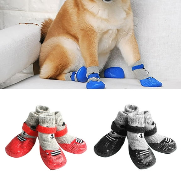 SPRING PARK 4Pcs/Set Pet Anti-Slip Knit Dog Socks&Cat Socks with Rubber Reinforcement, Anti-Slip Knit Pet Paw Protector for Indoor Wear, Suitable for Dogs&Cats