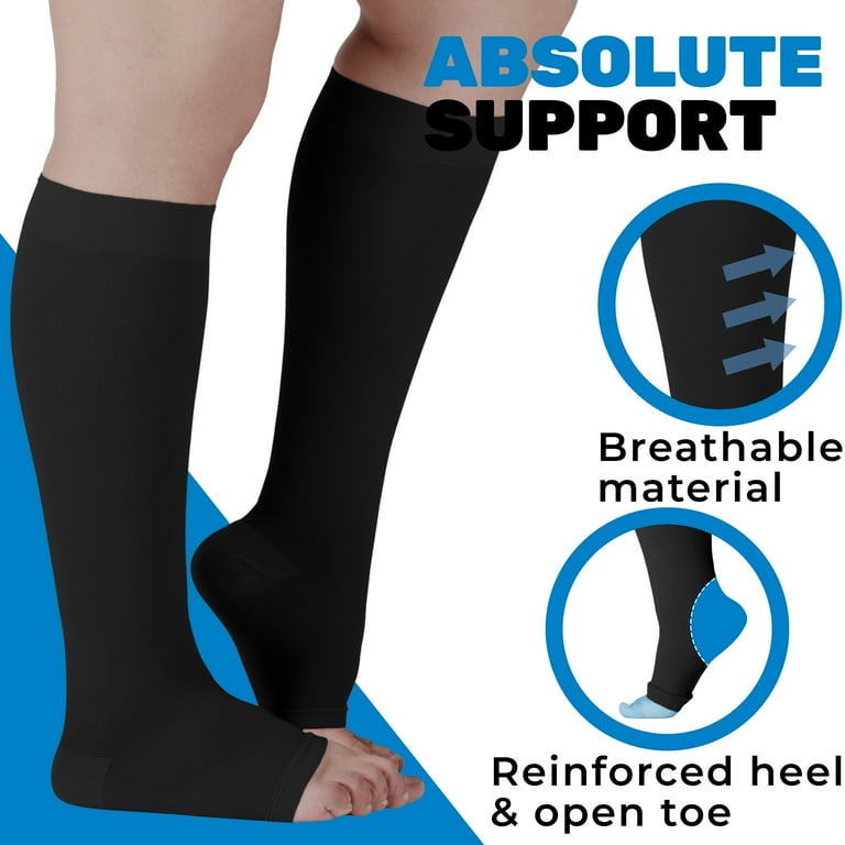 Pairs) Toeless Compression Socks for Women&Men 20-30mmHg Black