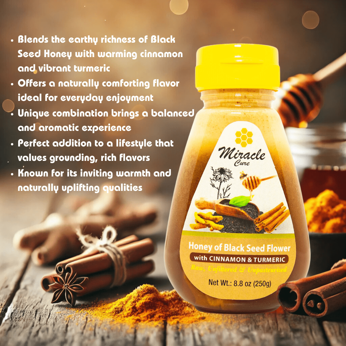 Miracle Cure Black Seed Honey with Cinnamon and Turmeric - Not