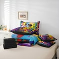 thumbnail image 5 of Feelyou Romantic Black Couple Bedding Comforter Set 7pcs, Colorful Stripes Abstract Queen Bedding Sets, Cartoon Love Heart Reversible Queen Sheet Sets, Ultra Soft Bedroom Decor, 5 of 7