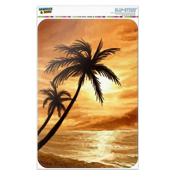 Sunset on Tropical Beach with Palm Trees Hawaii Orange Home Business Office Sign
