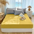 thumbnail image 4 of Waterproof Fitted Mattress Protector - Breathable Noiseless Bed Cover Ultra Soft Polyester Antis-Stain Oil Resistants Machine Washable, Yellow, JKODE, 4 of 7