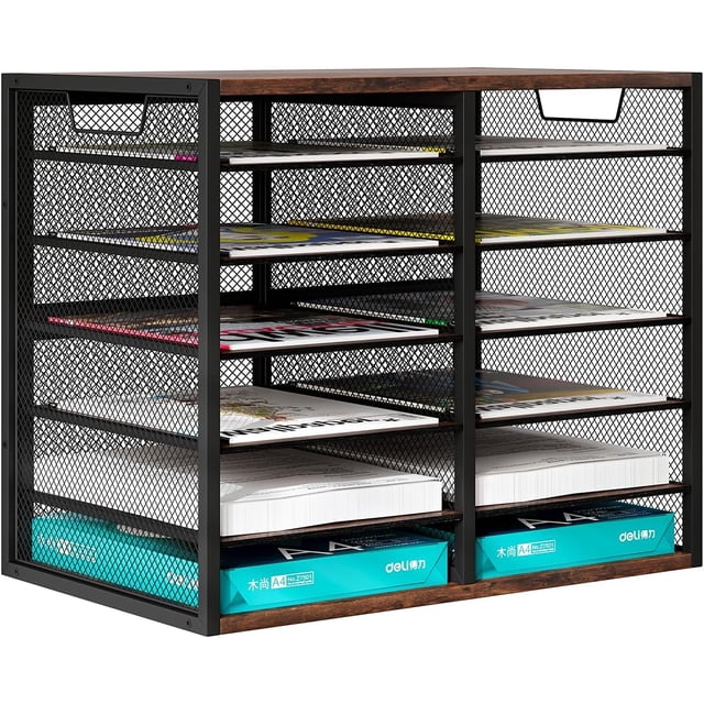 Compartments Capacity Letter Tray Adjustable Mail Organiser Storage Compartments Stackable Document Tray Desk Paper Tray Organiser for Office/Home/School