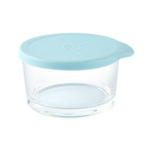 Hiroekza Mini Glass Claer Bowl with Lid – Leak-Proof, Microwave-Safe & Portable for Office, Picnics & More Sky Blue