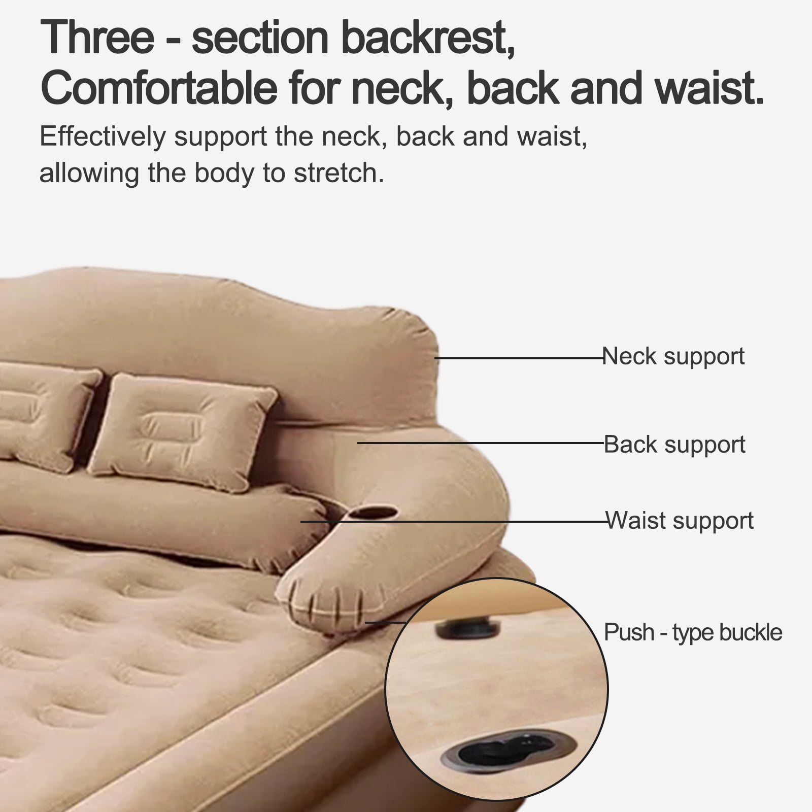 StarZe 18in Air Mattress Queen with Built in Pump and Headboard,Inflatable Portable Mattress for Home, Camping & Guests,Brown