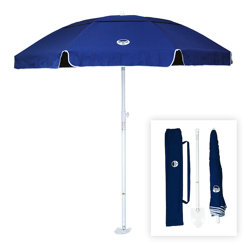 diggit Beach Umbrella Navy Blue Vented Beach Umbrella with Shovel