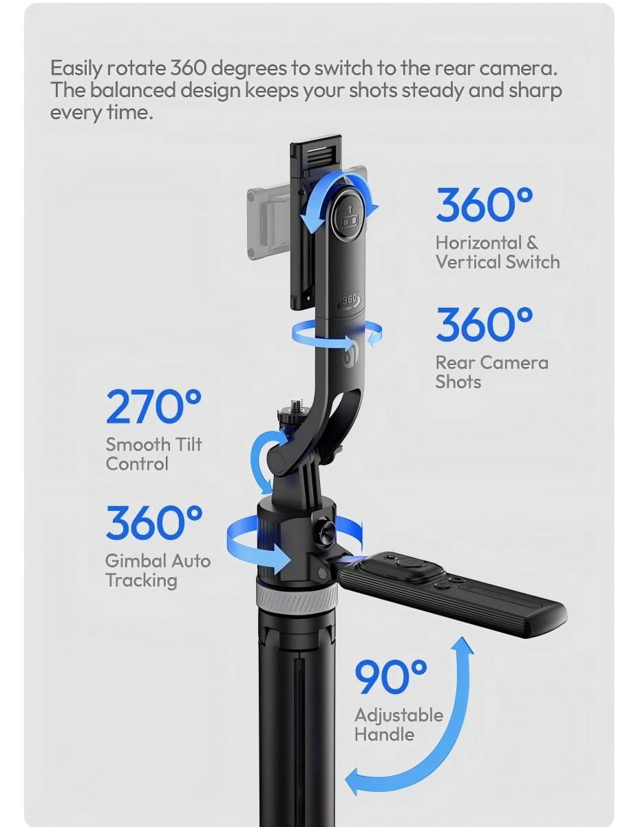 Ulanzi TT23 Auto-Tracking Selfie Stick Tripod Gesture Remote Control Travel Vlog
