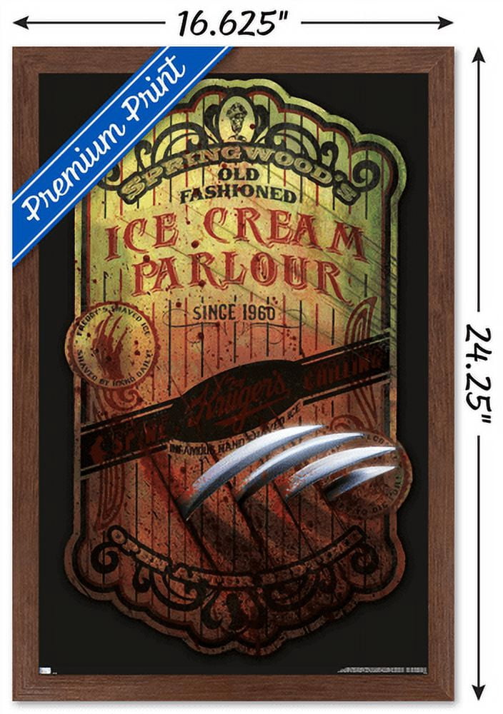 A Nightmare on Elm Street - Ice Cream Parlor Wall Poster, 14.725" x 22.375", Framed