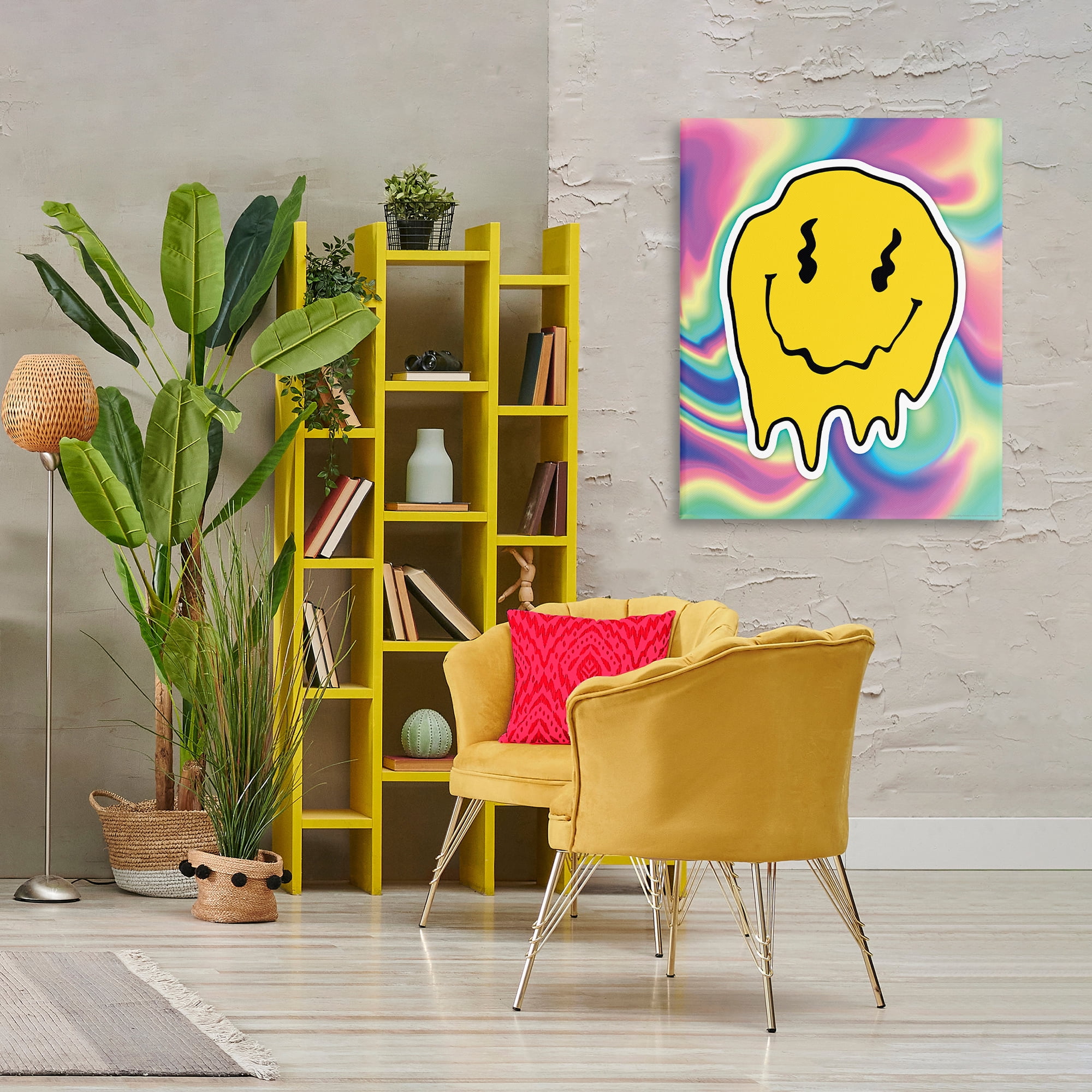 Stupell Industries Abstract Melting Smiley Abstract Painting Wrapped Canvas Art Print Wall Art, 30 x 40