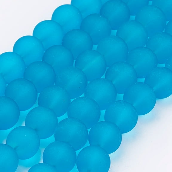 1Strand Transparent Glass Bead Strands Frosted Round Dark Turquoise 10mm Hole: 1.3~1.6mm about 80pcs/strand 31.4 inch
