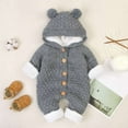 thumbnail image 2 of GZEFJRQM Newborn Baby Bear Outfit Baby Boy Girl Fleece Romper Jumpsuit Toddler Autumn Winter Pluffy Clothes Zipper Hooded Romper Snowsuit Infant Bodysuit, 2 of 4