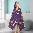 thumbnail image 6 of Purple Sun Moon Cloud Star Pattern Hooded Bath Towel，60"x35" for Ages 3 To 12 Kids, Quick Dry Lightweight Soft Microfiber Hood Beach Towel Cover Up for Kids, 6 of 7