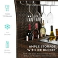 thumbnail image 2 of Best Choice Products Wicker Outdoor Rolling Bar Cart w/ Ice Bucket, Glass Countertop, Glass Holders, Storage - Brown, 2 of 7