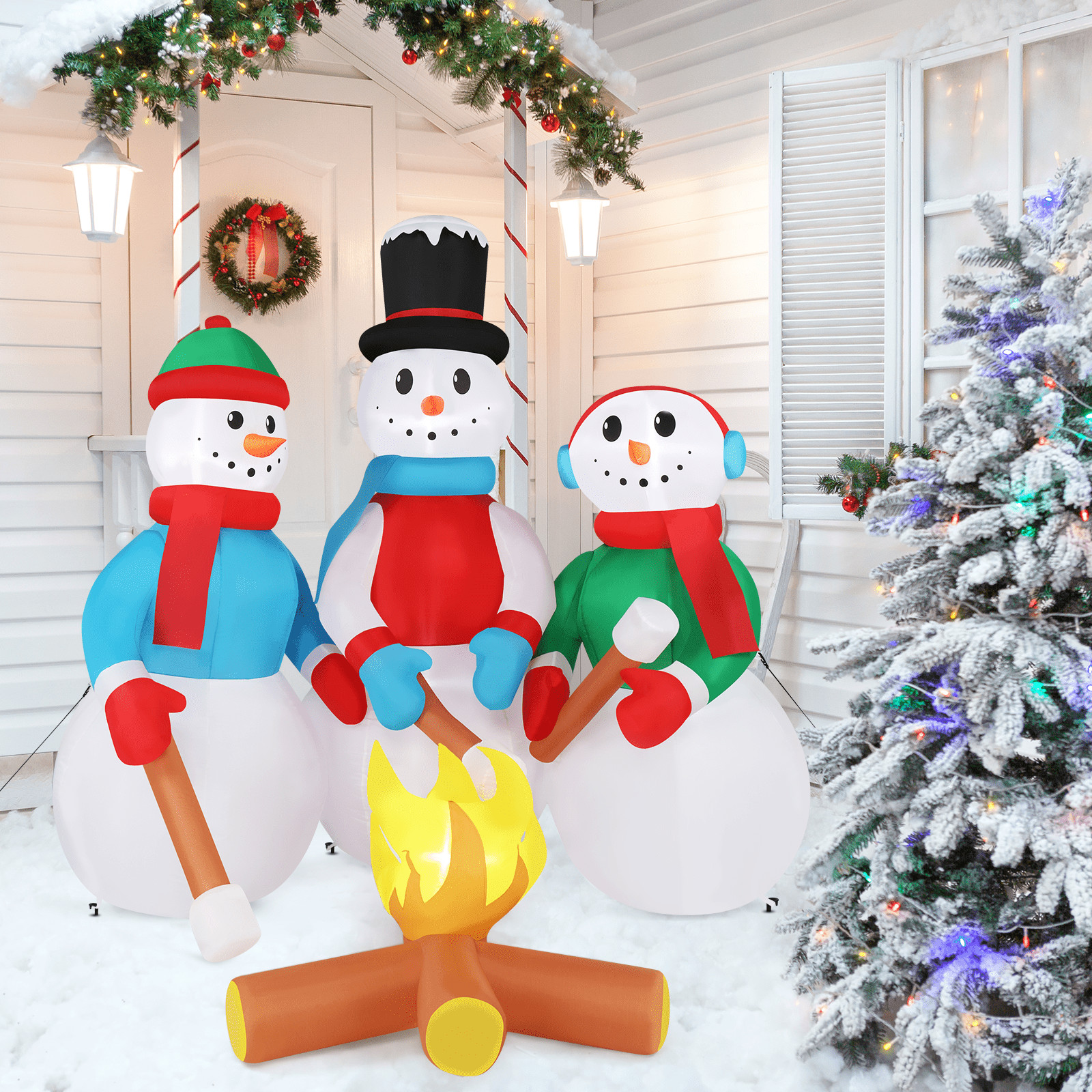UBedGoo 6ft Christmas Inflatables Lighted Snowman Family Outdoor