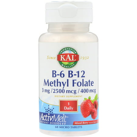 KAL  B-6 B-12 Methyl Folate  Mixed Berry  3 mg   2500 mcg   400 mcg  60 Micro
