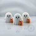 thumbnail image 3 of Tiny Trick-or-Treat Ghost Figurine – Cute Halloween Mini Décor with Pumpkin Bucket, 3D Printed Collectible, 3 of 4