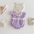 thumbnail image 2 of Body bonito de verano 2025 para niñas, mono con cuello de hoja de loto de encaje de estilo coreano para bebés recién nacidos, ropa de una pieza para niños pequeños, 2 of 6