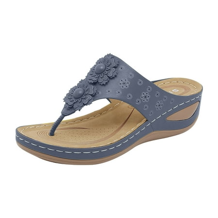 

Women Arch Support Sandals Casual Wear Flat Sandals Dressy T-Strap Thong Sandals