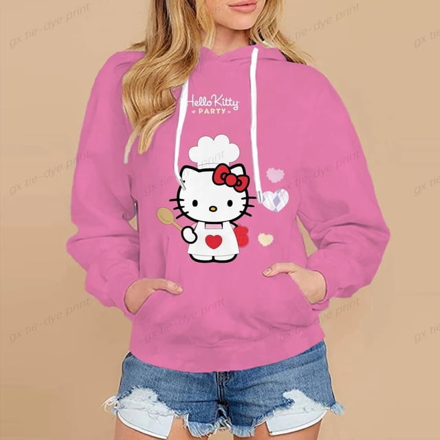 Sudaderas con capucha de dibujos animados de Hello Kitty para niñas y mujeres, Tops para niños, jerséis para niños, ropa para adolescentes de 1 a 16 años