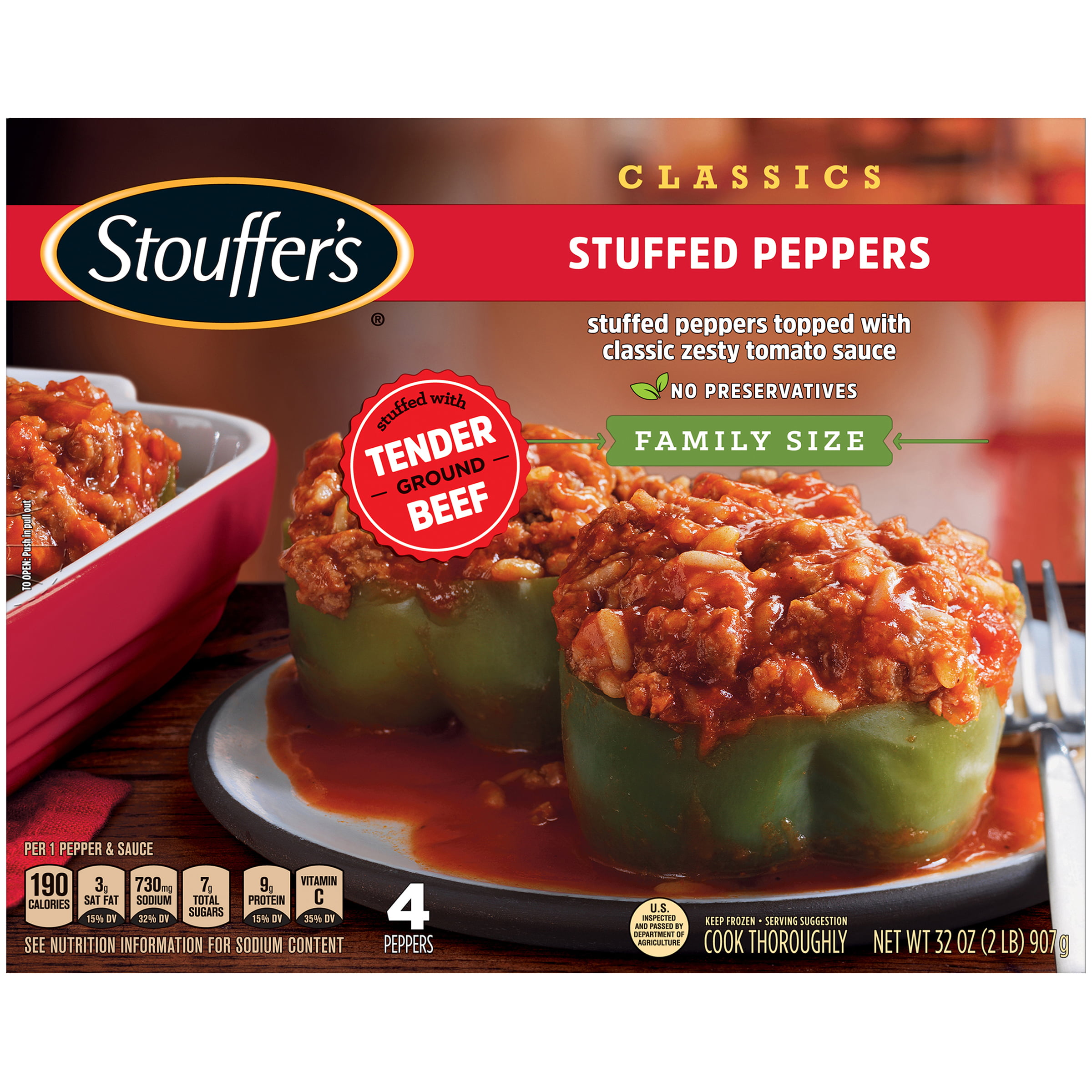 STOUFFER’S CLASSICS Stuffed Peppers, Family Size Frozen Meal - Walmart