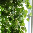 thumbnail image 3 of Guirnalda de hiedra artificial adaptable al clima: paquete de 12 plantas colgantes de 84 pies para decoración del hogar, bodas, oficina, hojas de tela, tallos de plástico, realistas y reutilizables, 3 of 8