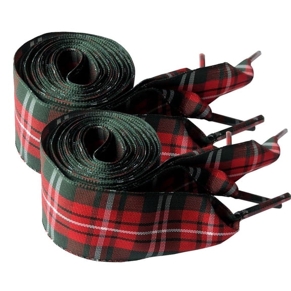 Red White Gingham Shoe Laces – 2 Pair Plaid Checkered Ribbon Shoelaces, 1 Inch Wide Fabric Nylon Laces for Sneakers and Casual Sports Shoes
