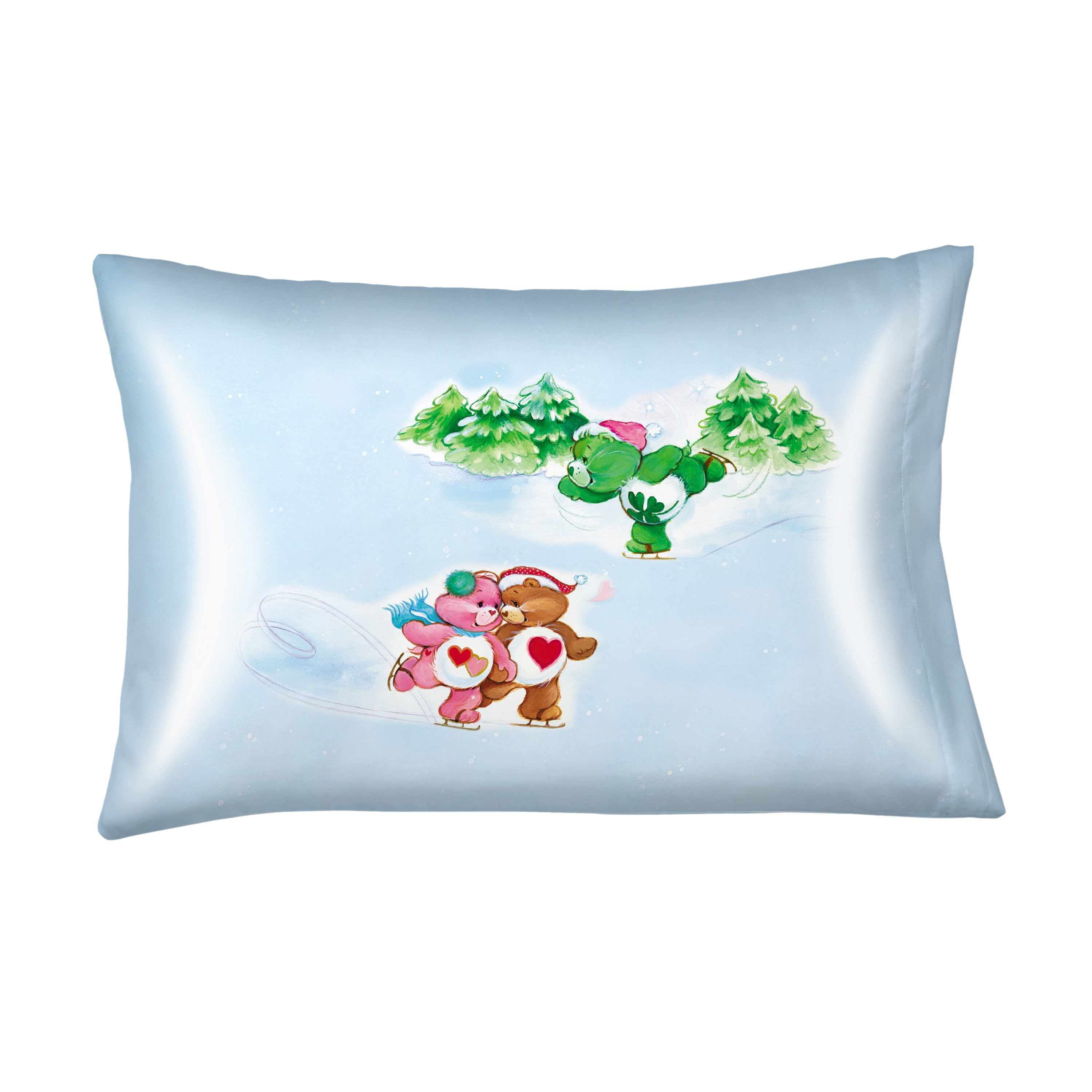 Care Bears Holiday Blue Reversible Silky Satin Pillowcase, Standard Size, 2-Pack