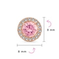 thumbnail image 4 of Bling Jewelry Womens Round Solitaire Halo Pink CZ Stud Earrings Rose Gold .925 Sterling Silver 8MM, 4 of 6