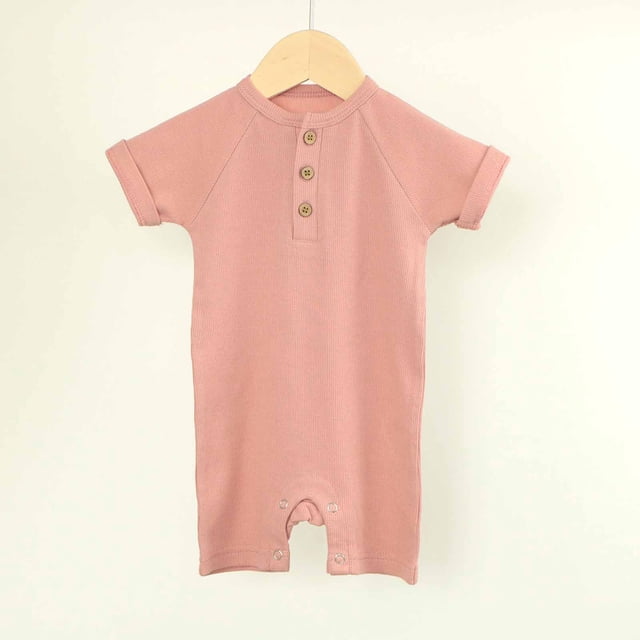 YUNAFFT Girls & Boys 0-24M Ribbed Summer Romper Raglan Sleeve Stretch Bodysuit Breathable Polyester Spandex