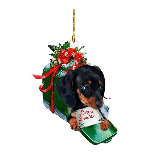 Adorno navideño para árbol de Navidad con forma de perro salchicha, regalo para accesorios de interior de coche. Estilo F