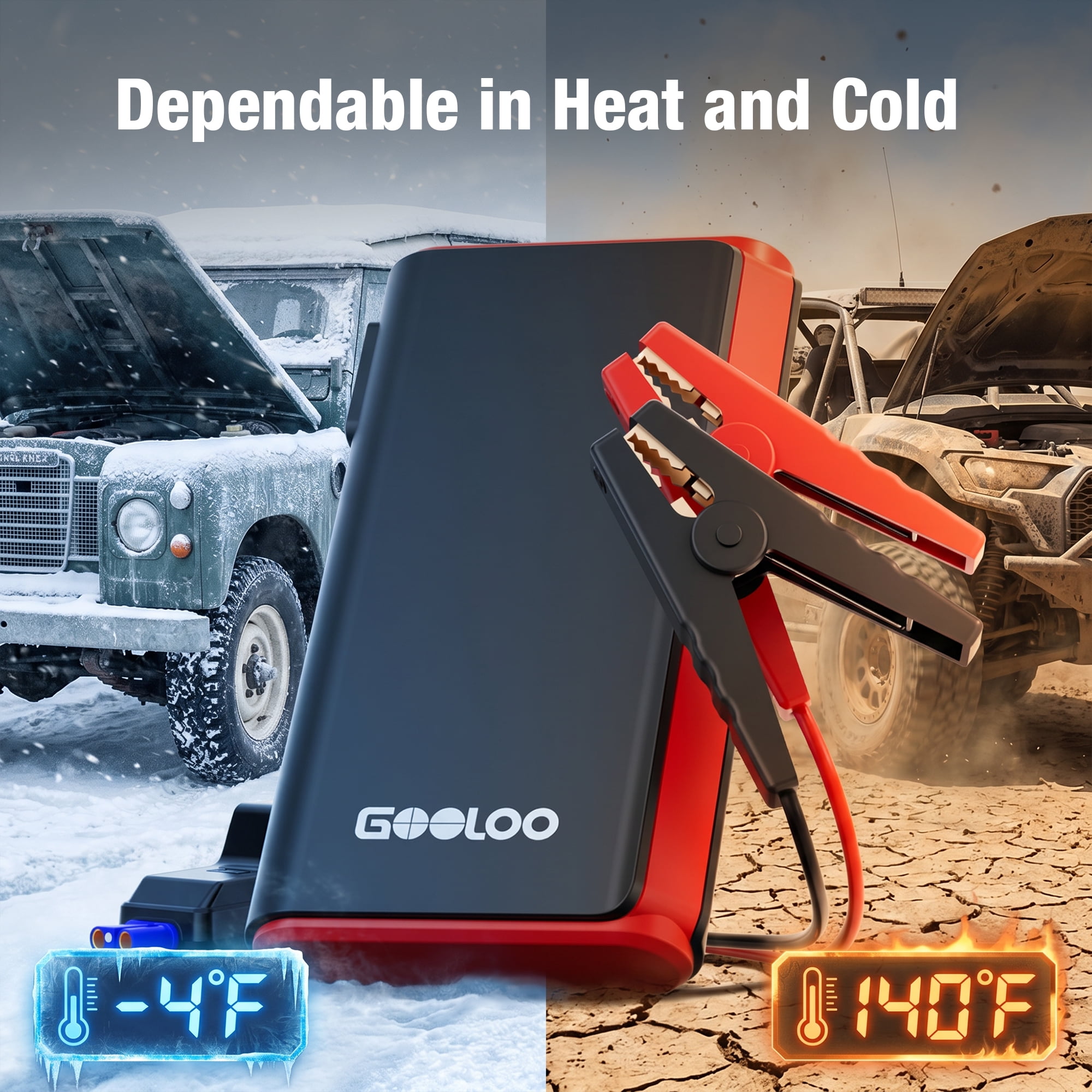 GOOLOO GE2000 2000A Portable Jump Starter for Up to 8.0L Gas & 6.0L Diesel Engines, SuperSafe Protection, Compact Car Battery Starter Pack with LCD Display & LED Light