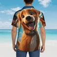 thumbnail image 4 of Bingfone Men's Short Sleeve Button Down Shirts Hawaiian Blue Sky Cute Dog Printed Beach Shirt, 4 of 7