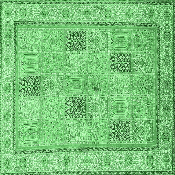 Ahgly Company Indoor Square Persian Emerald Green Traditional Area Rugs, 8' Square