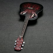 41 inch Full-Size Cutaway Acoustic-Electric Guitar Grape Voice Hole Spruce Top Round Back Sunset Red