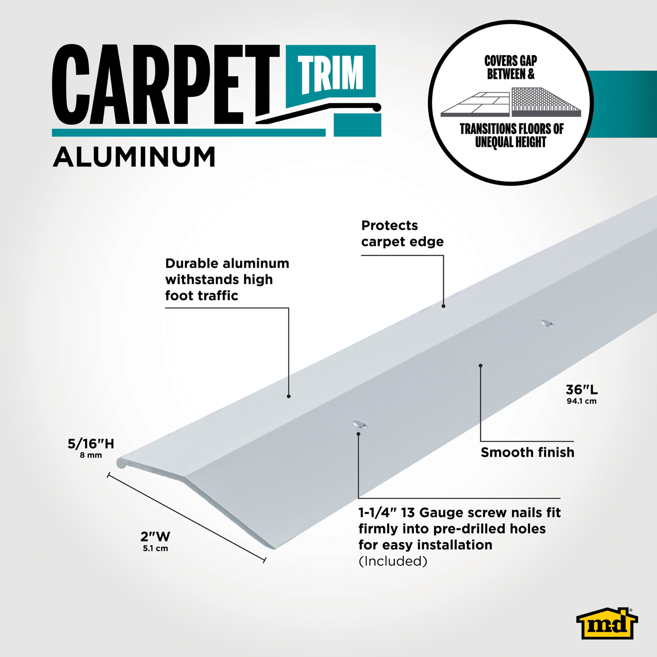 M-D Building Products, Aluminum Carpet Trim, 66271, Matte Black