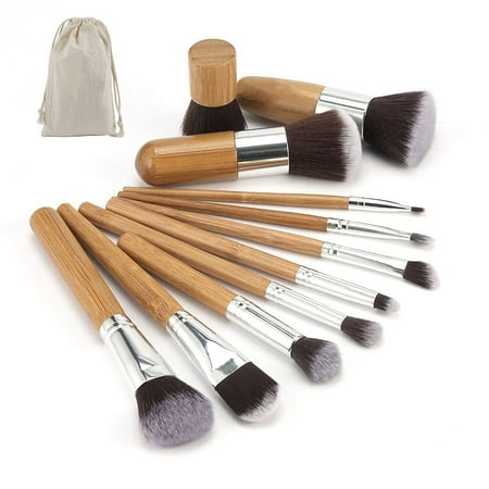 Ink Blending Tool - 11pcs Natural Bamboo Makeup Brushes Foundation Blending Brush Tool Set