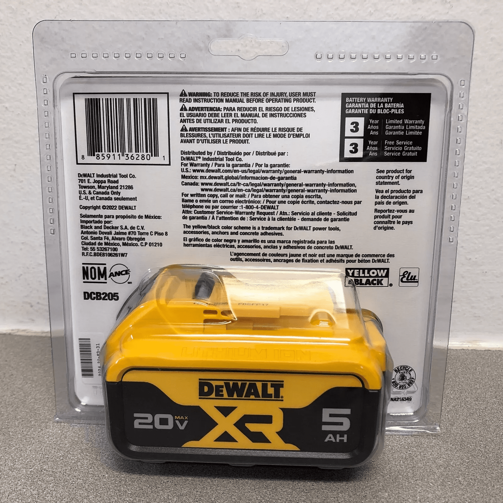 For DeWalt 20V MAX XR DCB205 5 Ah Lithium-Ion Battery