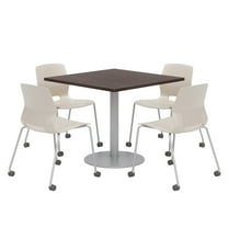 Olio Designs Espresso Square 36in Lola Dining Set - Moon Caster Chairs