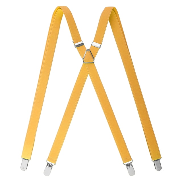 TOPTIE Men's Solid Suspenders Elastic 3/4 Inch X Back Adjustable Suspenders-Yellow