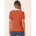 thumbnail image 4 of DARING DIVA Contrast Puff Short Sleeve Blouse Top XS Caramel, 4 of 6