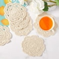 thumbnail image 4 of 6Pcs Round Cotton Lace Coasters 5.91inch/15cm Crochet Table Placemats Vintage Small Handmade Crocheted Doilies Cup Mat for Wedding Tea Party Table Decoration Dining Room Beige White, 4 of 9