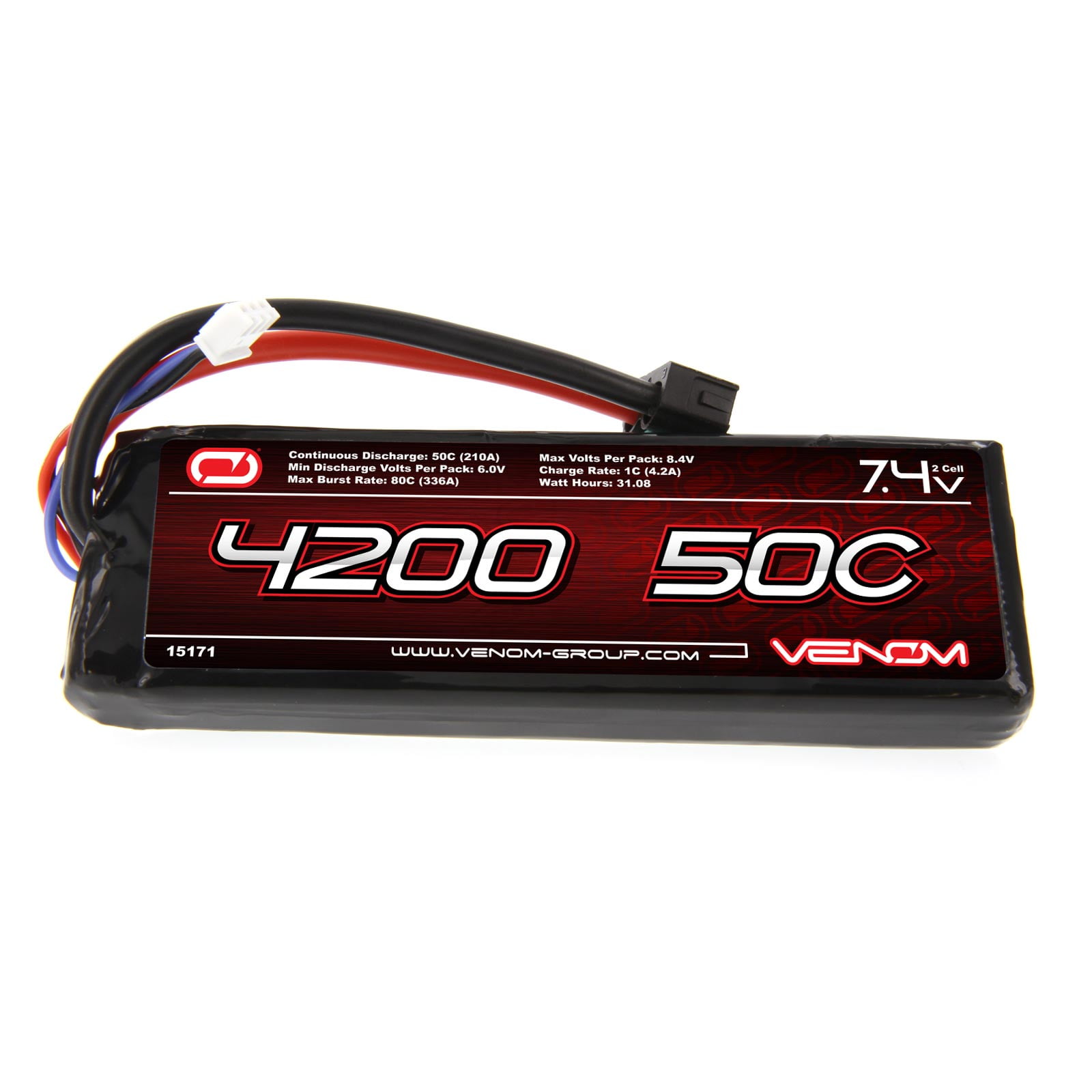 Venom 50C 2S 4200mAh 7.4V LiPo Battery with Universal Plug (EC3/Deans/Traxxas/Tamiya) - Walmart.com - Walmart.com