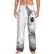 thumbnail image 1 of Fotbe Cute Cat Meadow Sketch Pantalones de Pijama para Hombre, Pantalones de Dormir, Pantalones de Casa con Cintura Ajustable y Bolsillos-Large, 1 of 6