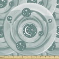 thumbnail image 1 of Abstract Art Fabric by the Yard, Space Theme Psychedelic Lines Along Crescent and Stars Inside Circles, Upholstery Fabric for Dining Chairs Home Decor Accents, Sea Green and White by Ambesonne, 1 of 5