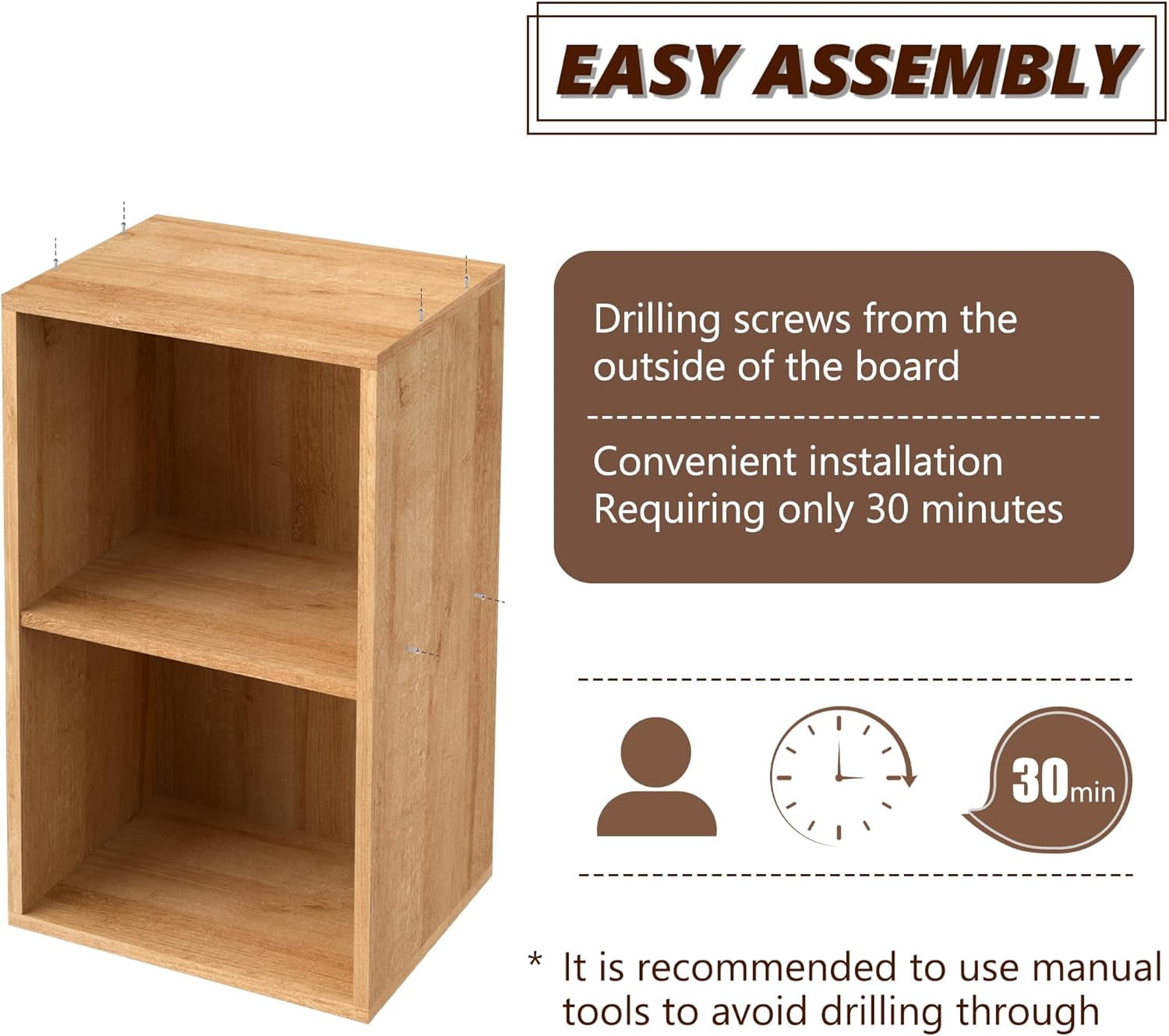 2 Cube Bookcase, 3 Tier Open Shelf Storage Cabinet, Stackable Wooden Multipurpose Display Cabinet Organizer Shelf for Living Room, Bedroom, Hallway, Home Office, Classroom, 11.81*9.25*21.1 in