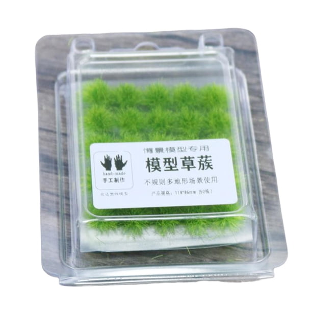 50 piezas/caja de simulación de hierba, arbusto, planta, escena estática, conjunto de paisaje hecho a mano F