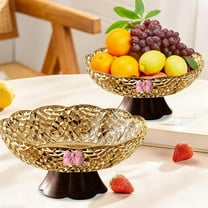 25cm Bow Design Fruit Plate with Drainage Living Room Coffee Table Snack Tray Household Serving Dish Multicolor Lightweight