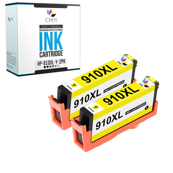 CMYi 910XL Yellow 2-Pack Ink Cartridges compatible for 910XL - OfficeJet Pro 8020, 8020e, 8021, 8022, 8022e, 8023, 8024, 8024e, 8025, 8025e, 8026, 8028, 8028e, 8030, 8034e, 8035, 8035e (2 Yellow)