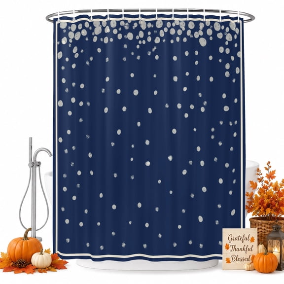 Navy Blue Polka Dot Shower Curtain, Waterproof Shower Curtains for Bathroom, Watercolor Polka Dots Washable Fabric Bathtub Curtain Set Bath Decor with 12 Hooks Extra Long 72"x96"